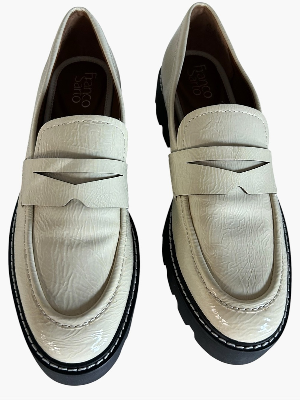 Franco Sarto Balin Lug Sole Chunky Loafer Womens Size 9.5 Ivory/ Putty Color